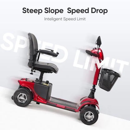 4 Wheel Mobility Scooters, Upgrade Electric Power Mobile Scooter For Seniors Adult With Lights Collapsible And Compact Duty Travel WBasket Extended Battery