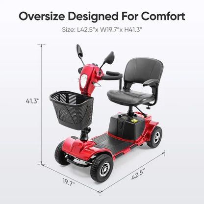 4 Wheel Mobility Scooters, Upgrade Electric Power Mobile Scooter For Seniors Adult With Lights Collapsible And Compact Duty Travel WBasket Extended Battery