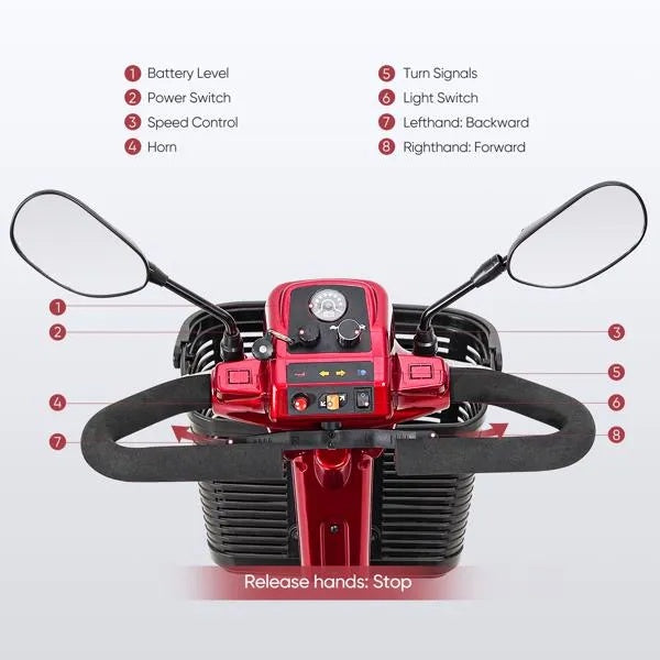4 Wheel Mobility Scooters, Upgrade Electric Power Mobile Scooter For Seniors Adult With Lights Collapsible And Compact Duty Travel WBasket Extended Battery
