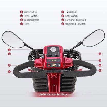 4 Wheel Mobility Scooters, Upgrade Electric Power Mobile Scooter For Seniors Adult With Lights Collapsible And Compact Duty Travel WBasket Extended Battery